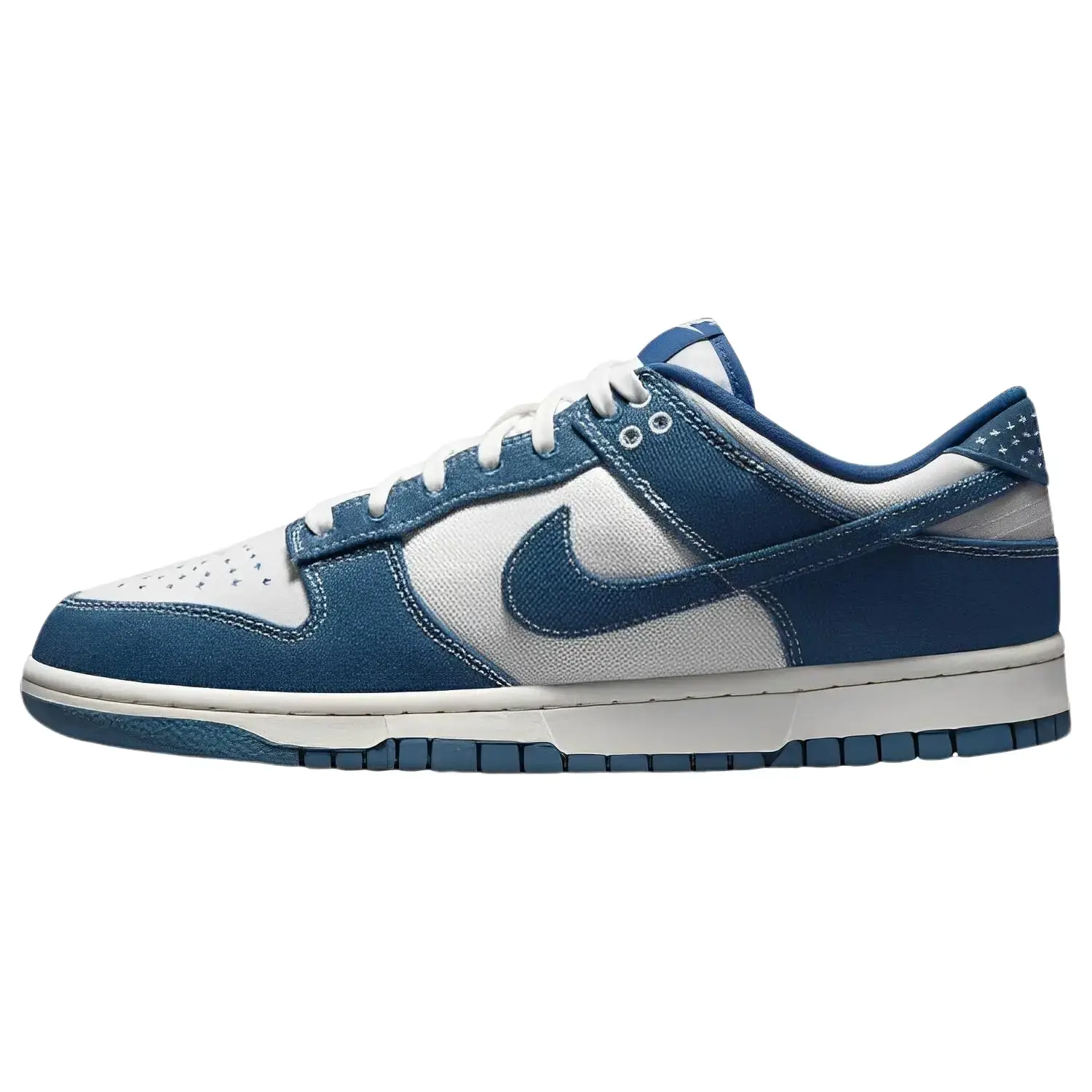 Nike Dunk Low SE 'Sashiko - Industrial Blue' Men's Sneakers with Textured Denim Panels & Cushioned Sole for All Seasons, Shoe, Footwear, Streetwear, Sashiko Stitching, Denim-Like, Lace-Up, Durable Materials, Everyday Shoes