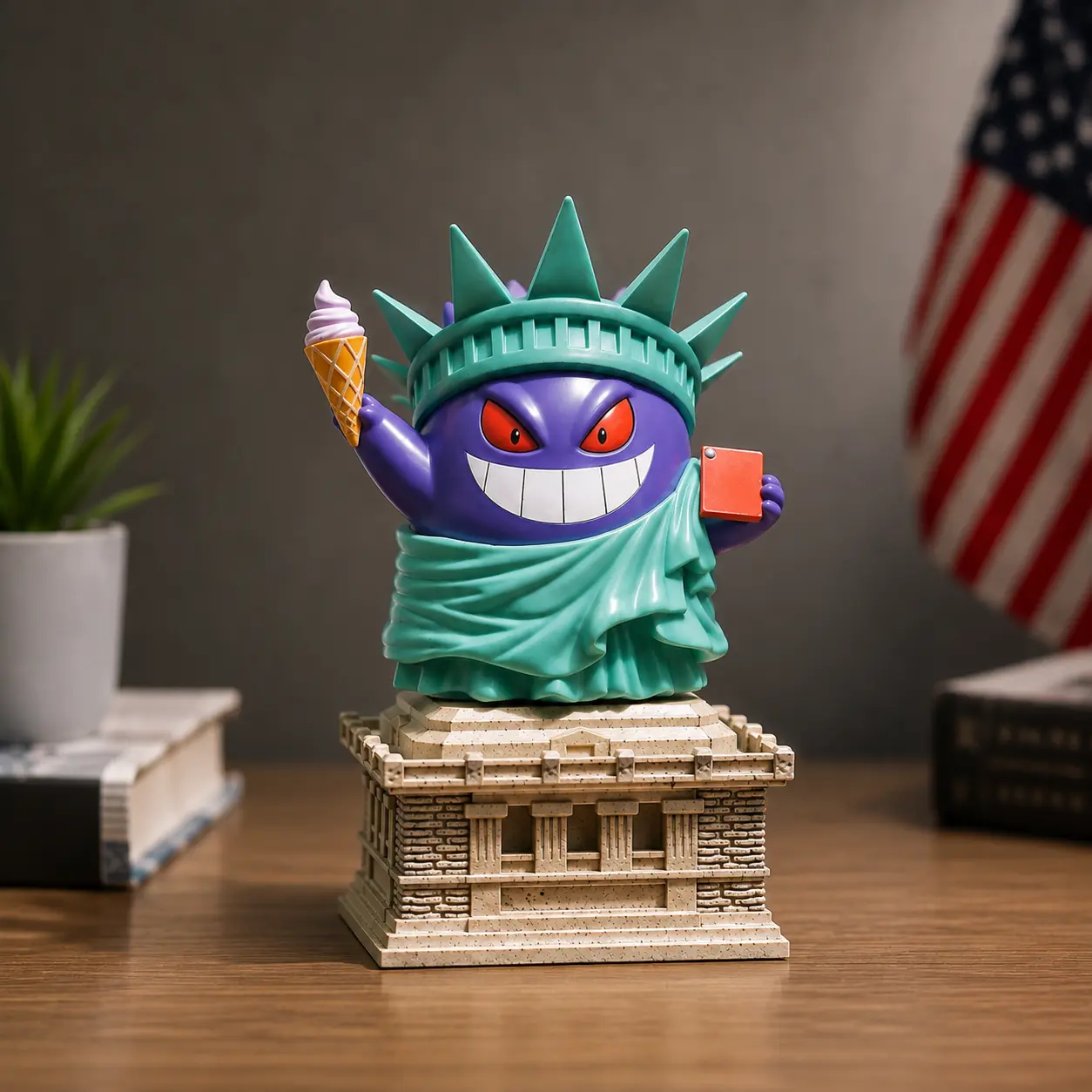 Statue of Liberty Collectible Figure, Cartoon Landmark Desk Decor, Creative American Statue Ornament for Home Office Shelf Display