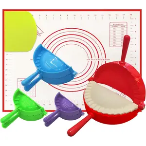 Empanada Maker Press 4 Dumpling Maker Press Set with Extra Non Stick Pastry Mat Dough Cutter for Making Pies Dumplings Wontons Pot Stickers, 4 Sizes 3/3.74/4.9/6 in