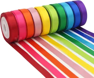 3/8 Inch Satin Ribbon Set 10 Rolls, Rainbow Double Face Ribbon 50 Yards Total, Decorative Ribbon for Gift Wrapping Party Decor