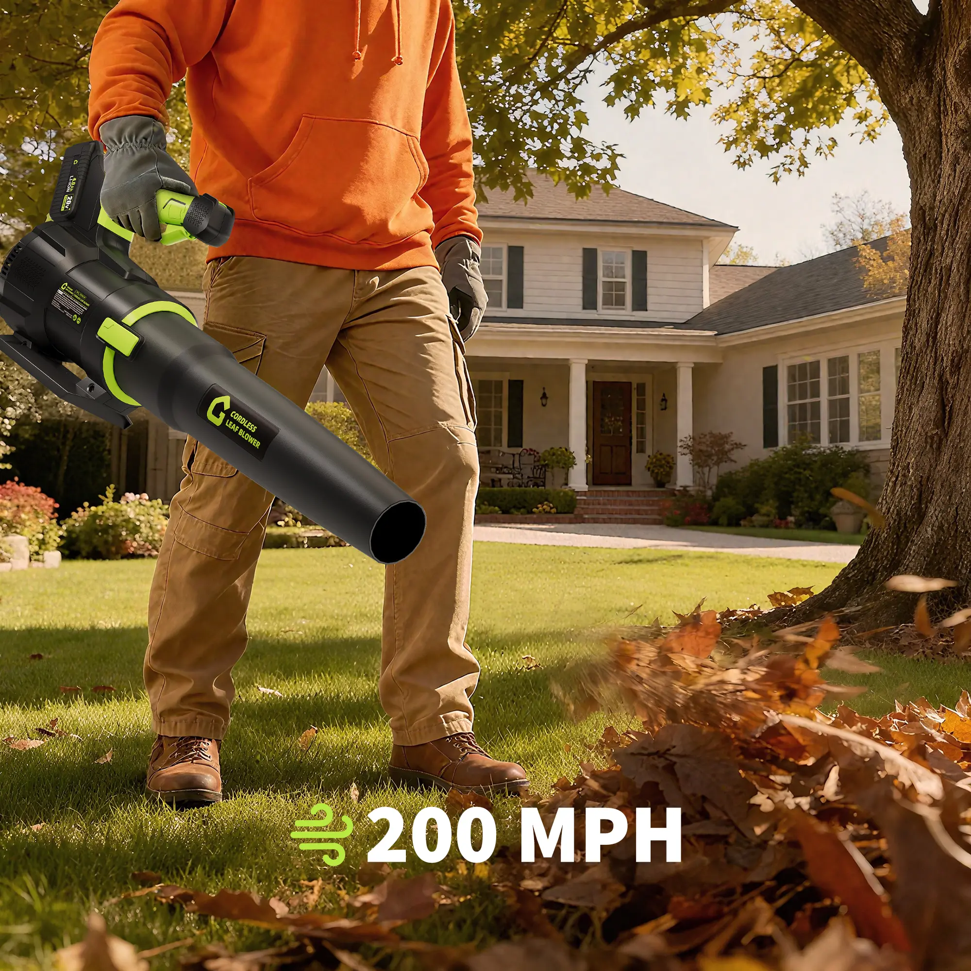 Garvee 20V Wireless Leaf Blower, 650 CFM 200 MPH - 2-Speed, Lightweight Handheld - Includes 4.0Ah Battery & Charger - Black/Turquoise