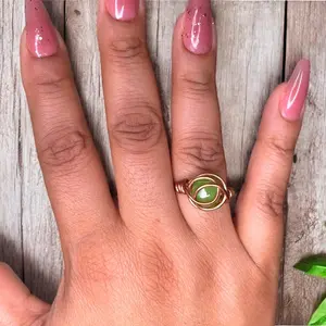 Nephrite Jade Copper Wrapped Ring