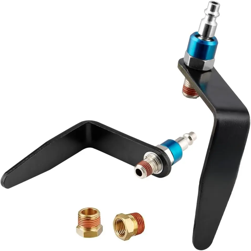 Steel Pneumatic Tool Rafter Hook Hanger with 1/4" Air Tool Swivel Fitting, Lightweight Solid Steel Construction, Adjustable Easy-Install Metal Organizer for Air Nailer, Framing Nailer (2 Adapters, Blue)