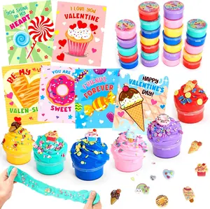 Mothers Day Gifts for Kids- 24 Sets of Butter Slime with Valentine's Day Card, School Classroom Valentine's Gifts Exchange, Valentine's Party Favors for Kids, Valentine’s Greeting Cards