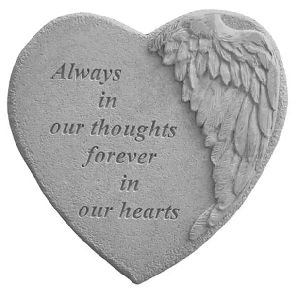 Kay Berry Winged Heart Cast Stone Memorial Stone - 9x9in Weatherproof Garden Decor, Wall-Mountable Outdoor Fence/Wall Accent, Decorative Angel Wing Sentimental Gift with Memorial Message (08905, Hangar Cast Into Back, Guaranteed to Last a Lifetime)