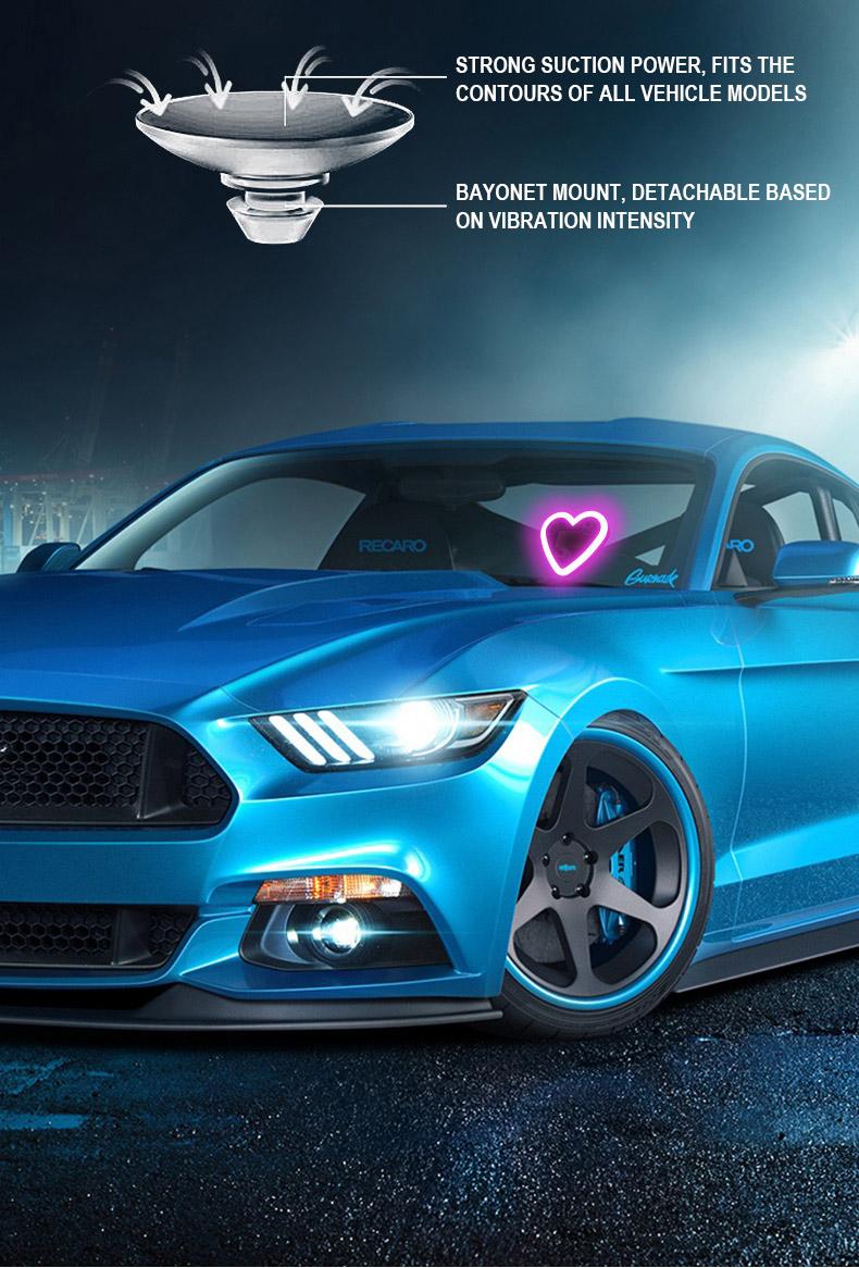 DIYCOM Solar-Powered Heart Neon Light, Multi-Mode Cars Accessory for Car Decorating, Cars Accessories campingessentials travelessentials