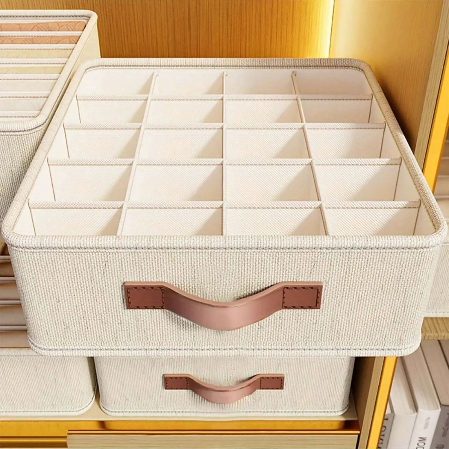Foldable Wardrobe Clothes Storage Box, Collapsible Storage Box, Foldable Organizer Boxes, Folding Storage Bins, Large Capacity Organizer for Clothing Pants Underwear Socks, Modern Style Closet Solution