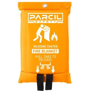 Parcil Distribution Fire Safety - Silicone Coated Fire Blanket, Emergency Fire Extinguisher Blanket,  Fire Escape Cape