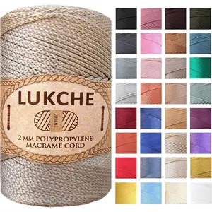 2mm x 251 Yards Polyester Macrame Cord, 100% Polypropylene Premium Macrame Rope, Colorful Yarn for Crochet Macrame Bag Craft, Ideal for Wall Hangers, Bags, Bottom Plates, Carpets (Latte)