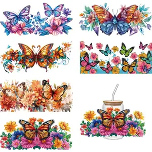 UV DTF Cup Wrap Transfer Stickers for Glass,6 Sheets Butterfly Graphics Cup Rub on Transfers for Crafting Cup Decal Stickers for 16OZ Libbey Glass Cups Furniture Craft DIY Crafts Creative Gifts