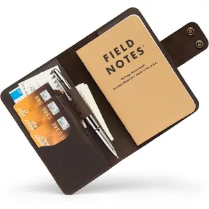 Leather Notebook Cover for Field Notes,  Refillable Journal Cover with Pen Loop, Fits Moleskine Cahier and 3.5 x 5.5 Pocket Notebooks