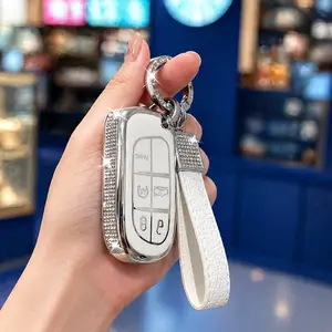 Flash Diamond Series Tpu Car Remote Key Case Cover, Protect Shell Fob Accessories for Jeep Grand Cherokee, Chrysler 300, Dodge RAM