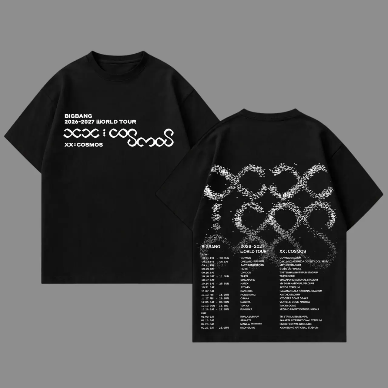 BIGBANG XX : COSMOS WORLD TOUR Premium Cotton T-Shirt - G-Dragon Taeyang Daesung Graphic Tee, KPOP Concert Tour Merch, Cute Festival Summer Shirt, Unisex Gift for Latin Fans