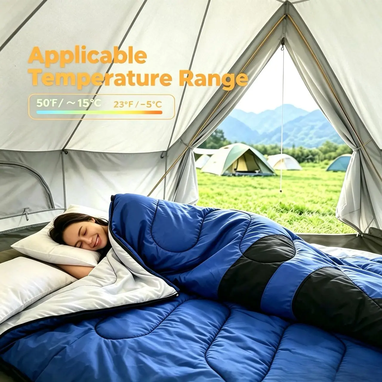 Unisex Loose Fit Full-Length Insect-Proof Warm Rectangular Sleeping Bag, Lightweight Convertible Wearable Blanket, All-Season Outdoor Camping Gear for Adults (-5 to 35°C)