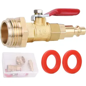 RV Winterize Blowout Adapter Kit - 1/4" Male Quick Connect Plug and 3/4" Male GHT Thread, Wintering Quick Fitting with Ball Valve and 2 Pcs Washers for Winterize RV Boat Camper Trailer rolling shutter