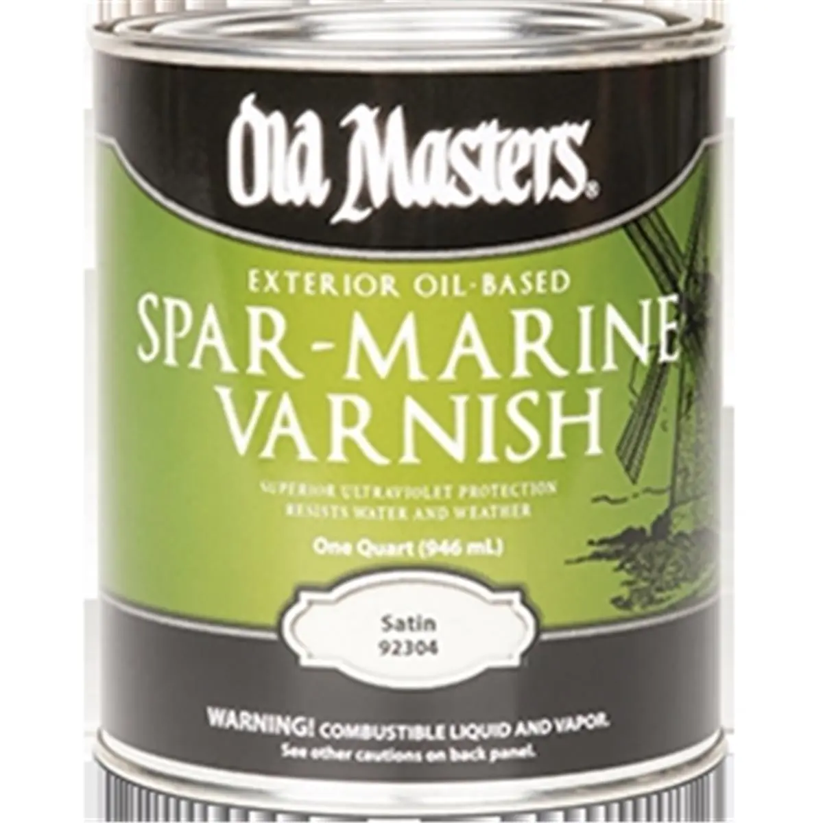 212 MAIN Old Masters 92304 Oil-Based Satin Spar Marine Varnish - 1 Qt, Exterior Use, UV Protection, Flexible Finish, Withstands Weathering