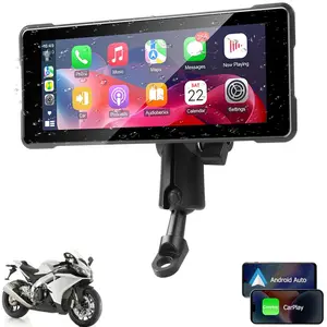 Carplay & Android Auto for Motorcycle:6.86 Inches Waterproof Wireless Motorcycle Carplay Android Auto Moto with Dual Bluetooth, Voice Control, Gps, Navigation, Music, Phone Calls, Airplay