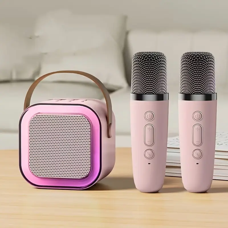 GMOX Mini Bluetooth Karaoke Machine, Portable Speaker with 2 Wireless Microphones, Gift for Girls Boys Aged 4,5,6,7,8,9,10,12,14+, Birthday Party & Funny Gift & Toddler Girl Stuff
