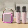 Mini Bluetooth Karaoke Machine - Lightweight Grab-and-Go Rechargeable Speaker with 2 Wireless Microphones, 6-10h Battery, USB/Aux/TF Support, LED Lights, Magic Voice, 1-Yr No Reason Replacement Batteries, Ideal Gift for Kids, Perfect for Karaoke Parties