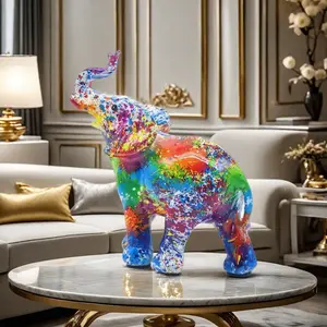 Colorful Resin Elephant Statue, Elegant Decor for Living Room & Bedroom, Perfect Small Ornament for Home Entrance TV Cabinet Wine Rack