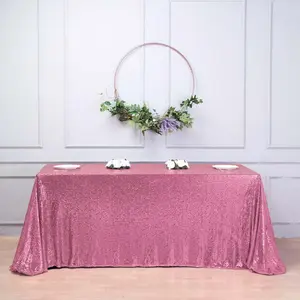Sequin Rectangle Tablecloth 90"x156" Pink - Seamless Shimmering Finish Table Cover