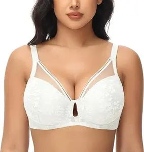 FallSweet Lace Push Up Bras for Women Underwire Padded Add one Cup Bra in Lace Sexy Brassiere Fit Mesh