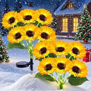 Solar Sunflower Lights Outdoor Garden Pathway Decor, Solar Powered String Lights Outdoor Solar Led for Patio Yard, Holiday Gifts Christmas Halloween Decoration