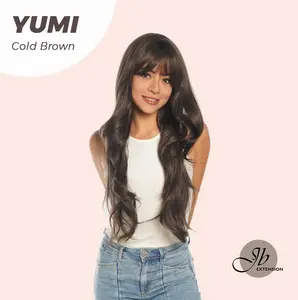 JBEXTENSION 30 Inches Long Light Brown With Highlight Wig With Bangs YUMI