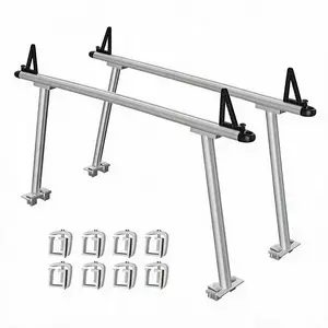 Garvee 800 lbs Adjustable Aluminum Truck Ladder Rack – 71" Universal Pickup Bed Cargo Carrier with 8 Non-Drilling C-Clamps, Heavy Duty Two-Bar Rack for Kayaks, Surfboards, Lumber, Ladders, Pipes & Long Cargo – Rust-Resistant, Lightweight, Secure