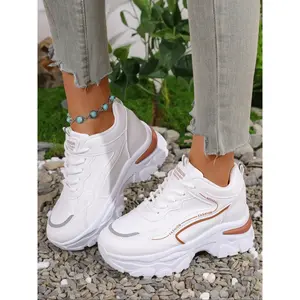 Women’s all-season casual thick-soled tennis shoes with wedge heel, waterproof design, air cushion comfort—perfect for outdoor activities and walking.
