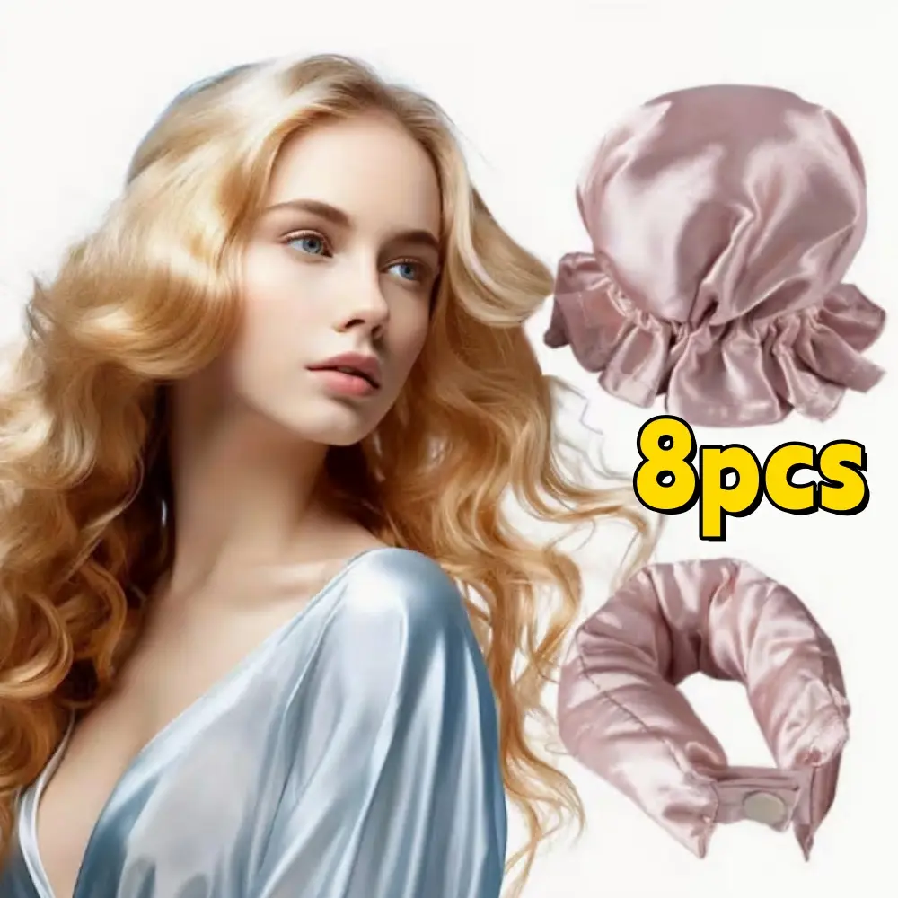 8pcs Pillow Soft Rollers with Caps, No Heat Curling Rods and  for All Hair Types overnight curly hair; sleep-in lazy curly hair; top hair clip bangs curly hair; styling clip volumizing headband bathroom accessories decor set shower custom claw  bonnets Su