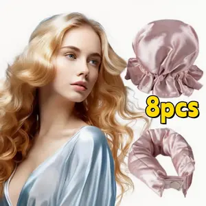 8pcs Pillow Soft Rollers with Caps, No Heat Curling Rods and  for All Hair Types overnight curly hair; sleep-in lazy curly hair; top hair clip bangs curly hair; styling clip volumizing headband bathroom accessories decor set shower custom claw  bonnets Su