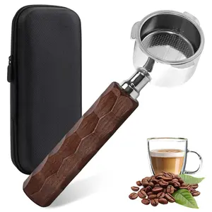 51mm Bottomless Portafilter 3 Ears, Yprofessional Espresso Portafilter for De-Longhi Ec680, Ec685 & Ec885, Stainless Steel Basket and Wood Handle, Espresso Accessories
