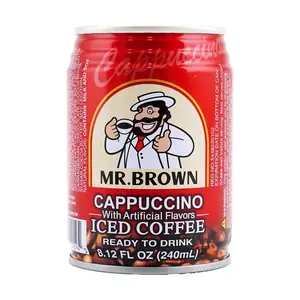 MR.BROWN Taiwan 3-in-1 Instant Coffee Drink, Cappuccino Flavor, 240ml - Ready to Drink Iced Coffee Beverage