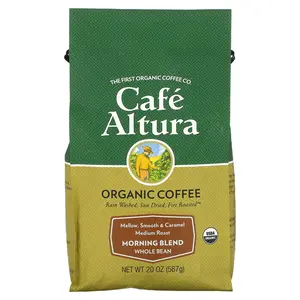 Cafe Altura Organic Coffee, Morning Blend, Whole Bean, Medium Roast, 20 oz (567 g)