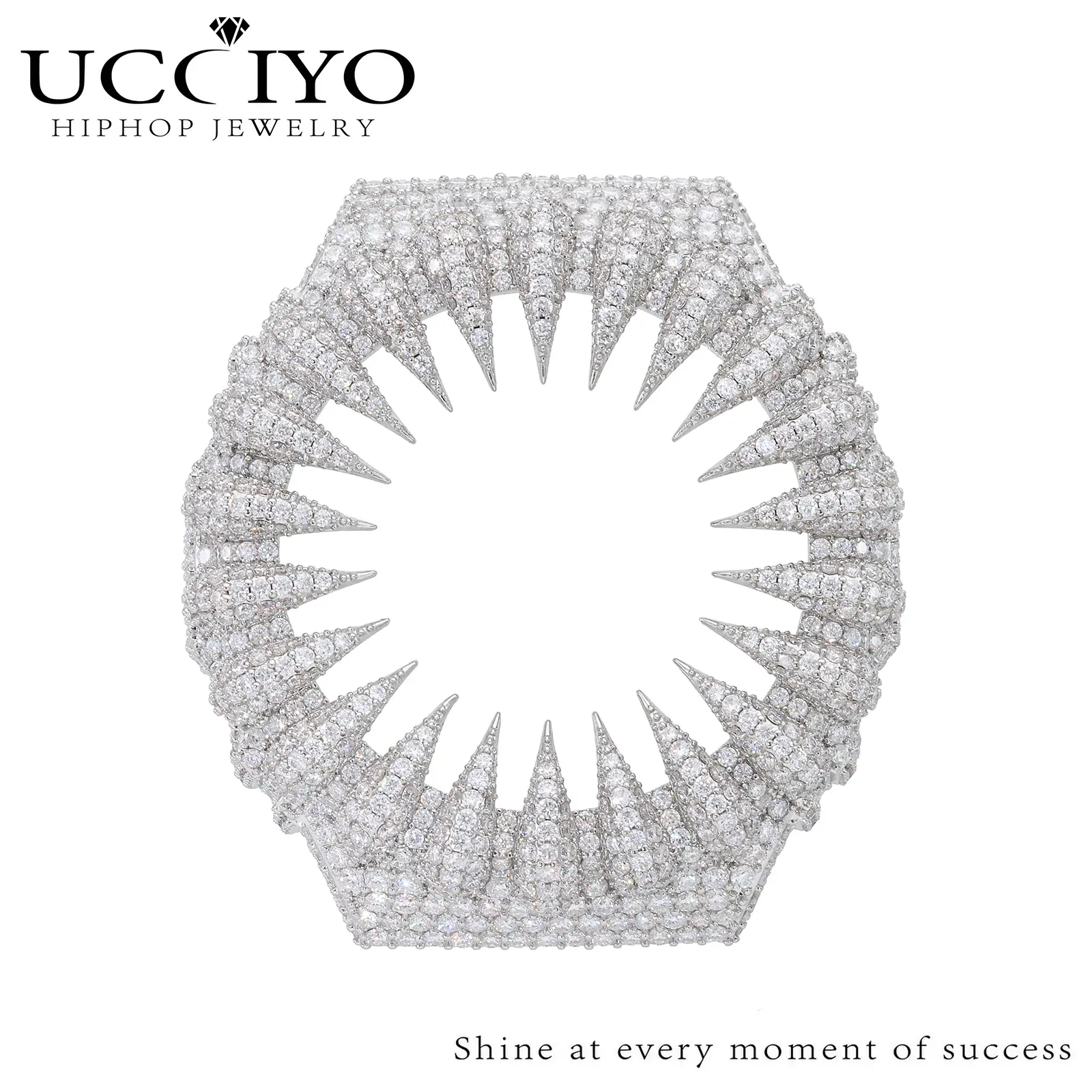 UCCIYO CMW39 18K Golden Diamond Studded Watch Bezel & Case for GA2100 Fit - D Color VVS1 Lab-Grown Moissanite, Spikes & Crystals, Unisex Silver Accent Jewelry for Anniversary/Ceremony