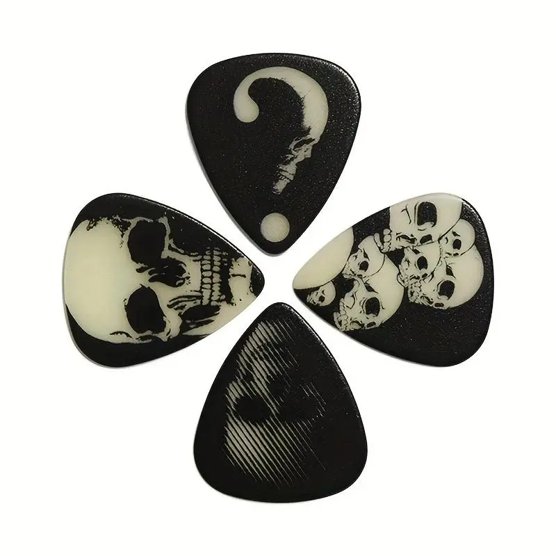 Skull Pattern Guitar Pick, 0.71mm Guitar Pick, Four Picks, Music Accessories for Guitar & Bass, Acoustic Guitar Accessories, Gift for Beginner, Guitar Practice, Guitar Learning Tools