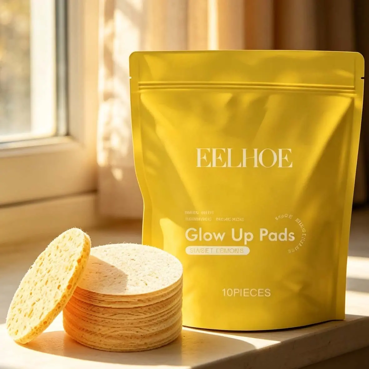 Turmeric Cleaning Pad, Gentle Skin Cleansing, Massage Sponge Facial Cotton Pads, Removes Pores Dirt Oil Impurities, Soft and Effective, Face Cotton Pads