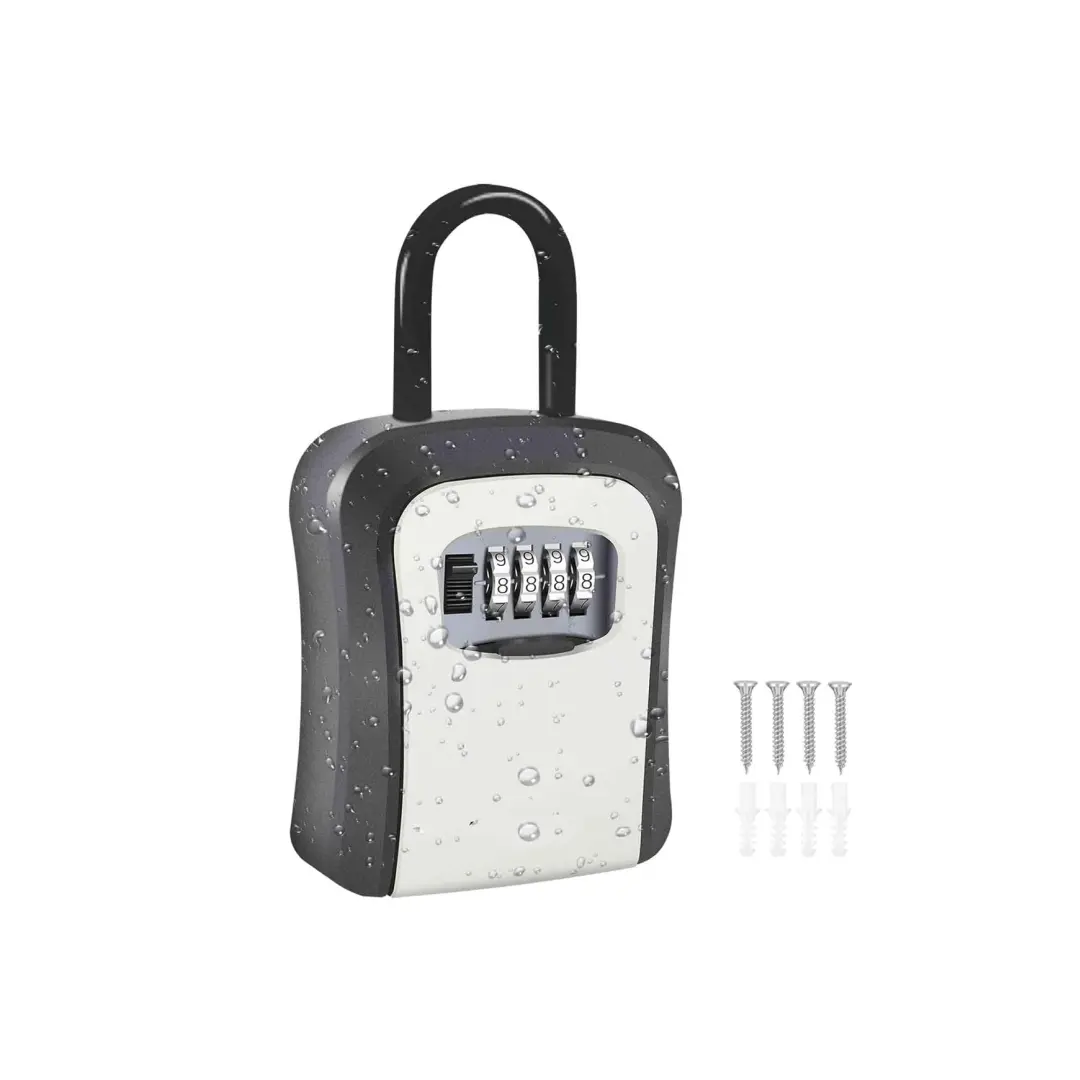 Wall-Mounted Aluminium Key Organizer with Shelves & Includes Hooks, Gray Home Decor for Hallway Entrance & Closet