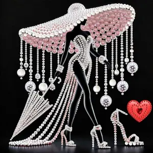 DIY Fashion Women Diamond Painting Kit, Diamond Art Mosaic, Diamond Pattern Design, Unframed Art Unique Embroidery Cross Stitch, Special Irregular Shape Design, Wall Decor Gift