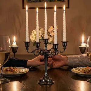 Five-Head Metal Candle Holder, Vintage European Style Candelabra for Weddings, Halloween, Christmas Decorations, Elegant Table Centerpiece, Vintage Candle Stand