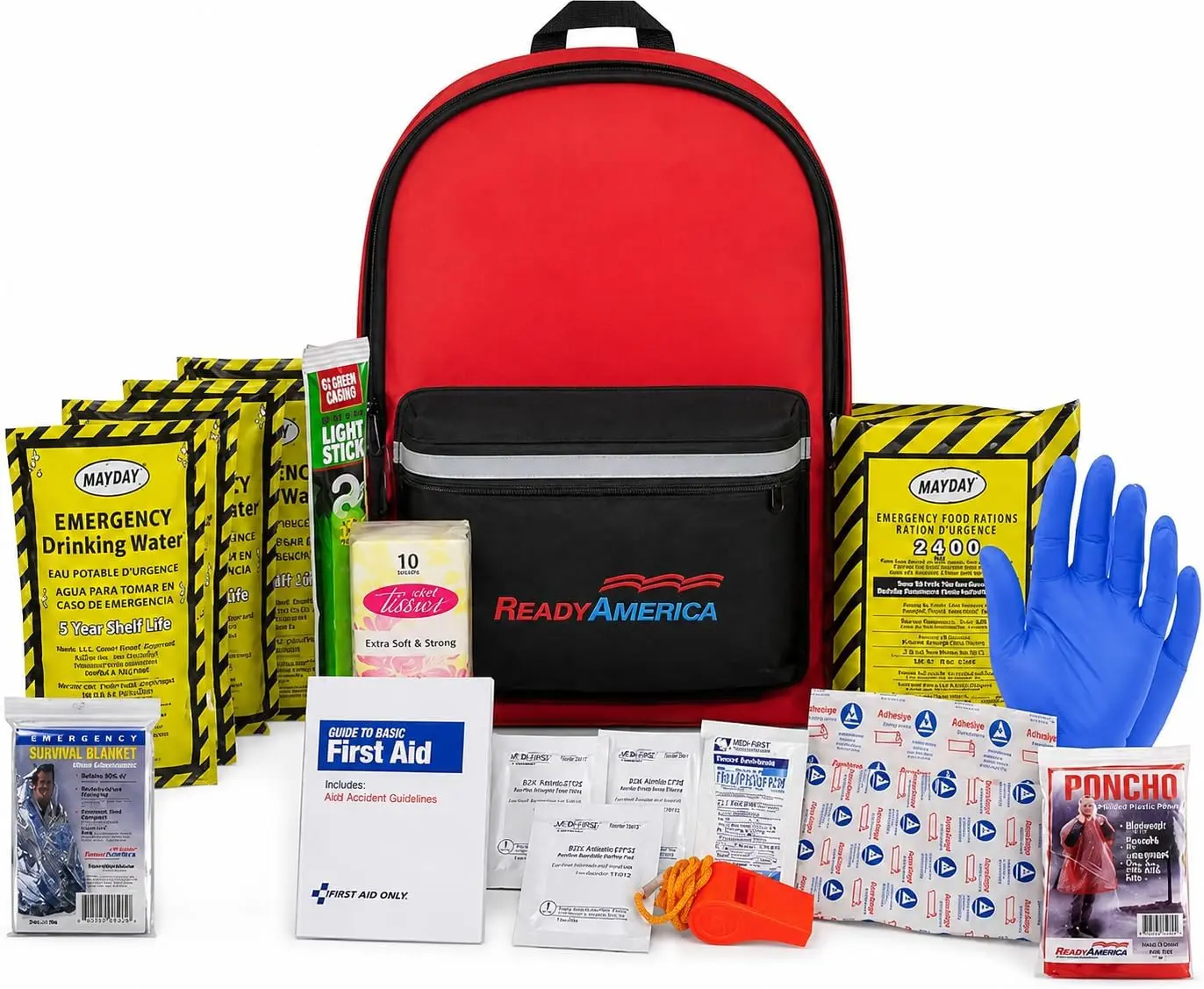 Ready America 70180 72 Hour Emergency Kit, 1-Person, 3-Day Backpack, Includes First Aid Kit, Survival Blanket, Emergency Food Portable Disaster Preparedness Go-Bag for Earthquake, Fire, Flood