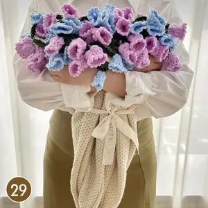 80/110cm Crocheted Rose Bouquet Blanket Finished Product Hand Knitted Flower Bouquet Blankets Home Decor Bed Sofa Throw Blanket