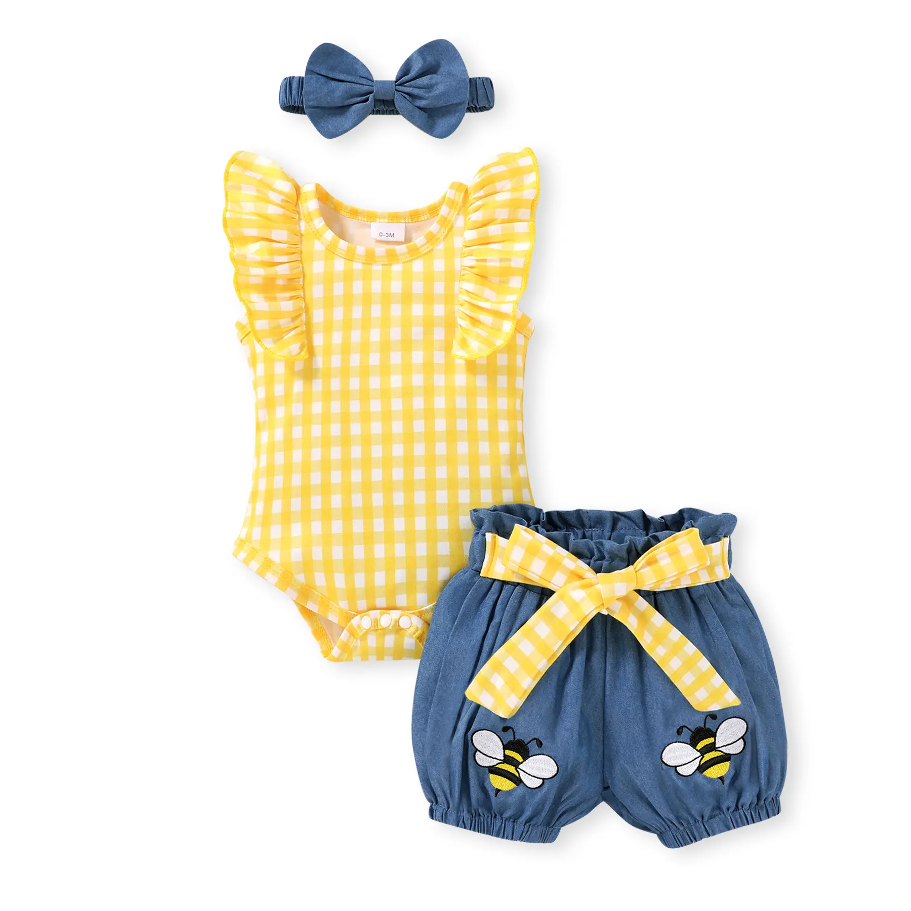 Baby Girl Clothes Infant Summer Outfits Set Ruffle Sleeve Romper and Floral Shorts with Headband Cute Gift Sets Essentials Set