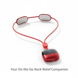 Portable Neck Massager with Heat 4 Modes & 9 Levels Smart Pulse Therapy Cordless Pendant Design for Home Office Travel USB Rechargeable 15 Days Battery Flexible Strap