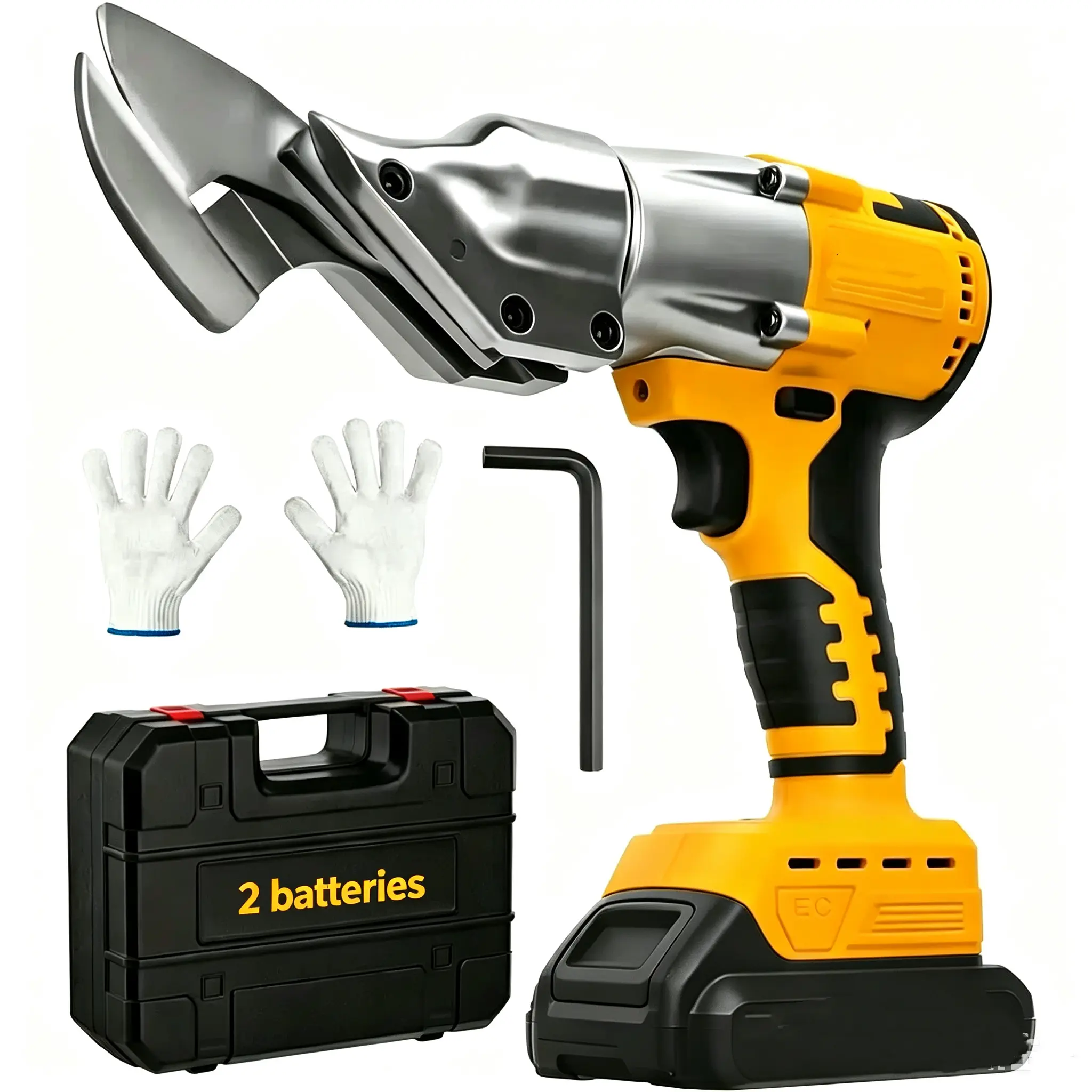 Cordless Sheet Cutter for 20V Max 2 Batteries, Electric Metal Shears with 360° Pivoting Head, Maximum Torque 221 Ft-Lbs, Brushless Scissors for Stainless Steel, Metal, and Iron Cutting