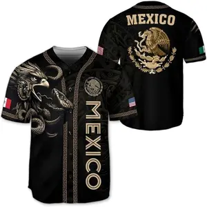 Mexico Flag Baseball Jersey, Green White Red Button Up Shirt, Vintage Mexican Style Jersey, Summer Sportswear, Gift for Men