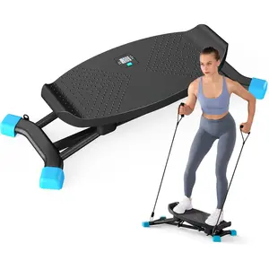Balance Machine for Full Body Workout Sliding Ski Simulator with Resistance Band 300lbs Load Capacity Workout Equipment for Women﻿ (black)