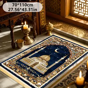 Royal Palace Prayer Mat, 100% Polyester, Indoor Decorative Rug, Traditional Muslim Prayer Pad, Suitable for Home and Outdoor Use, Muslim Prayer Rugs