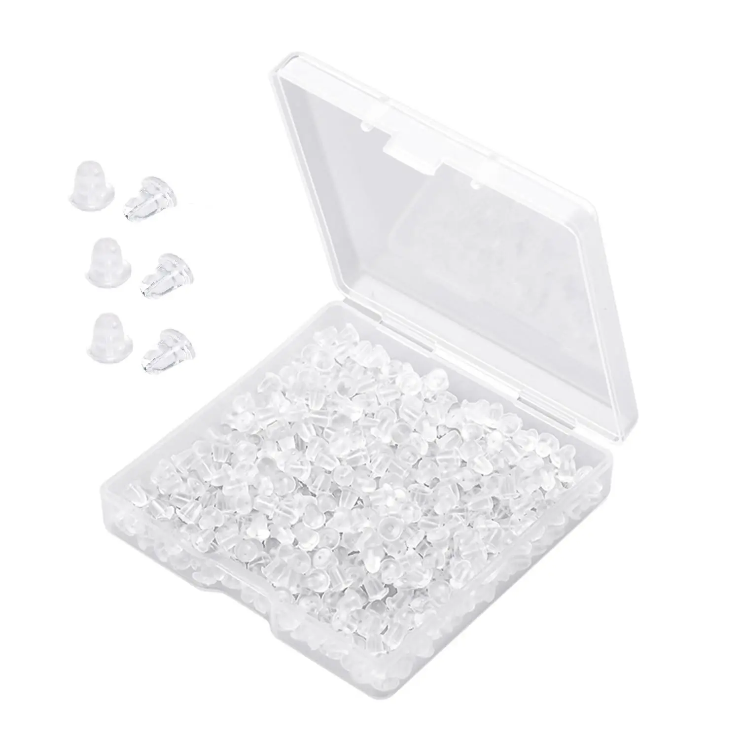 1200pcs Silicone Earring Backs Earring Backings Soft Clear Ear Safety Back Pads Backstops Clutch Stopper Replacement for Fish Hook Earring Studs Hoops Diameter 4mm (300)
